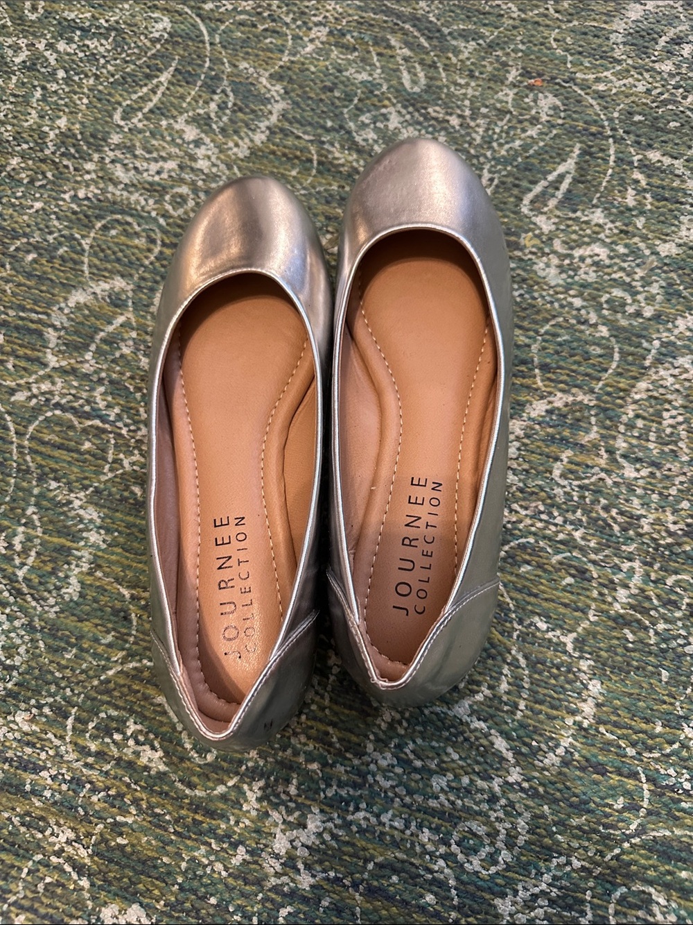 Journee Collection Metallic Silver Ballet Flats